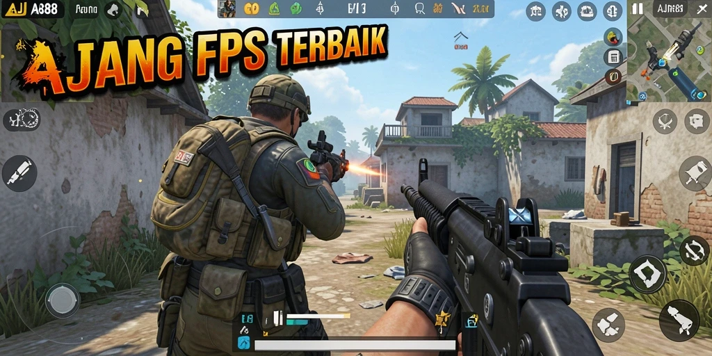 Screenshot gameplay AJR88 menampilkan aksi menembak yang intens.