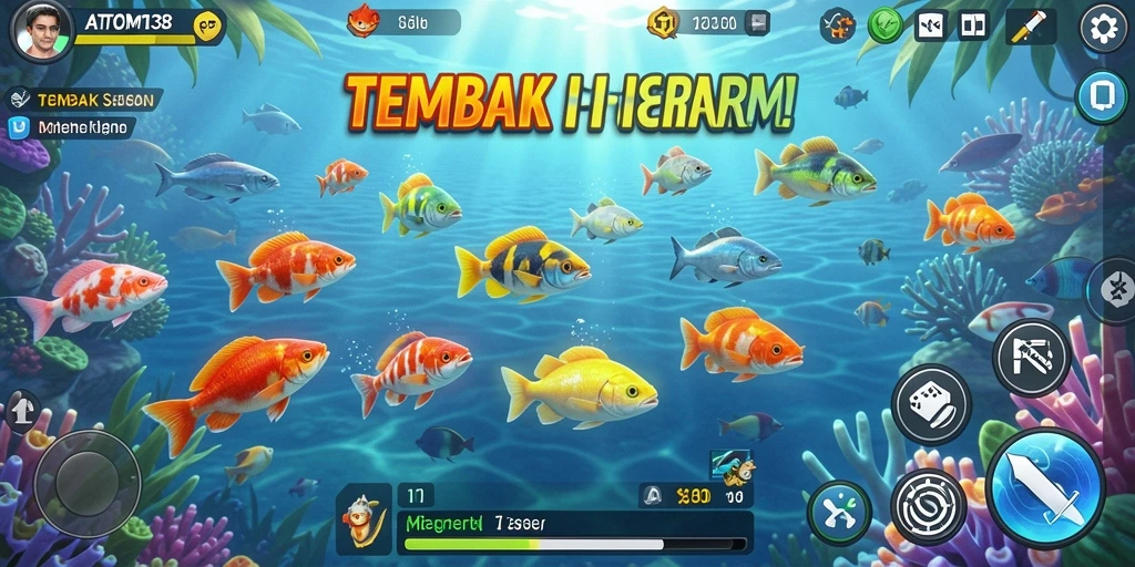 Tampilan menarik dari gameplay Tembak Ikan ATOM138 yang mengasyikkan.