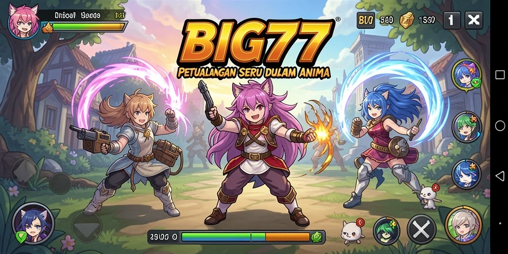 Screenshot gameplay BIG77 yang menampilkan aksi seru dan karakter Anime.