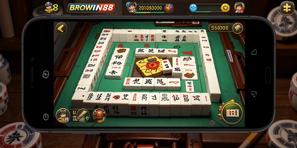 Tampilan gameplay Mahjong yang mendebarkan di BROWIN88.