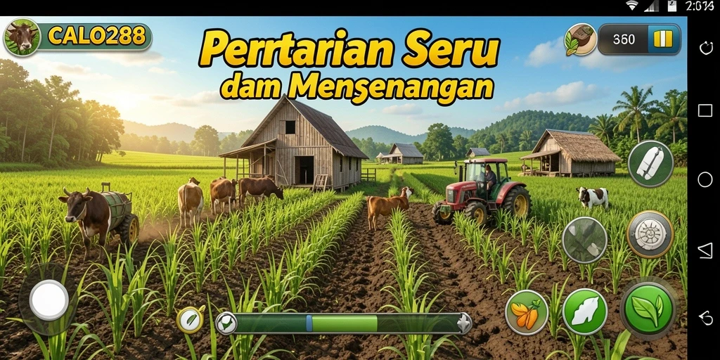 Tampilan gameplay seru di CALO288 dengan aktivitas bertani.