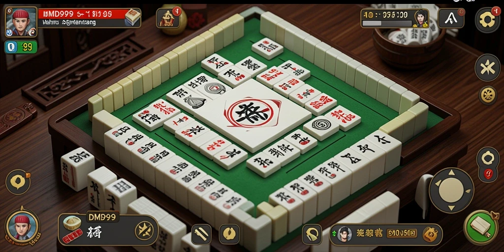 Tampilan gameplay DMD999 dengan grafis Mahjong yang menarik