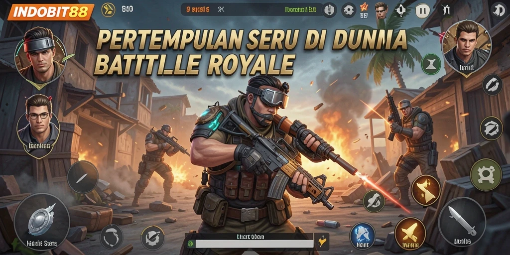 Tampilan gameplay INDOBIT88 yang intens dalam pertempuran Battle Royale.