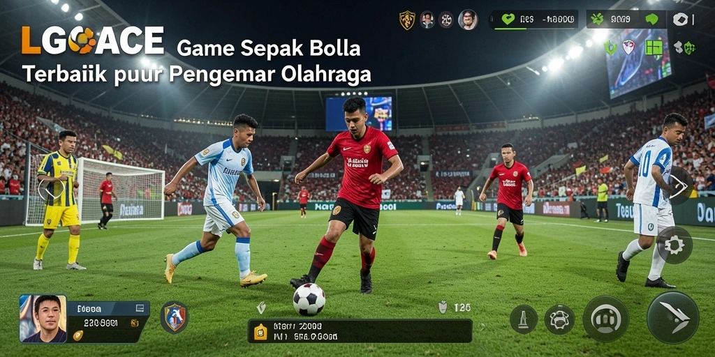 Screenshot gameplay LGOACE menampilkan aksi sepak bola yang mendebarkan.