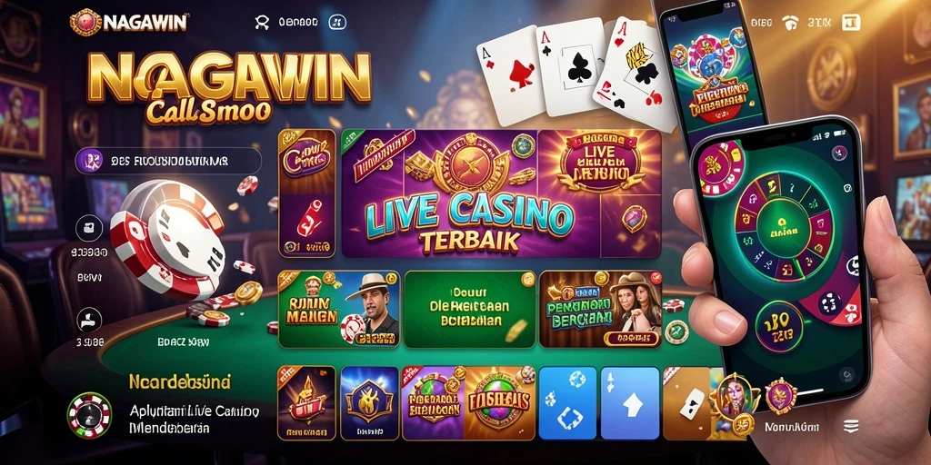 Tampilan gameplay NAGAWIN yang menonjolkan dealer cantik dan permainan meja.