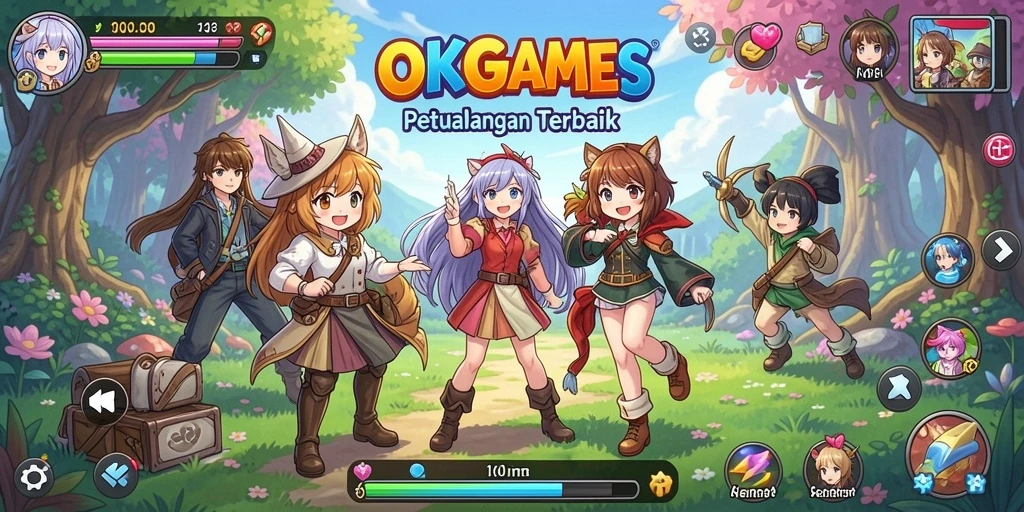 Tangkapan layar gameplay OKGAMES yang penuh aksi anime.