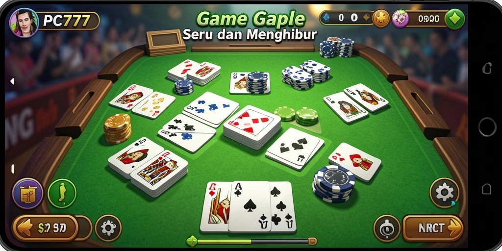 Screenshot gameplay menunjukkan suasana seru permainan Gaple di PC777.