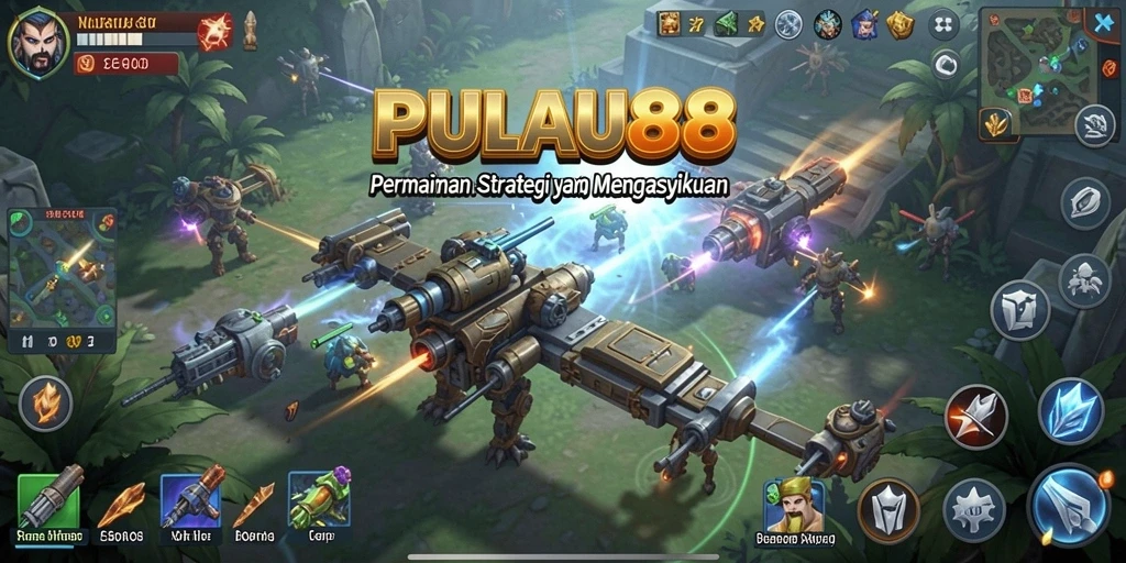 Tangkapan layar gameplay PULAU88 yang menunjukkan strategi pertempuran.