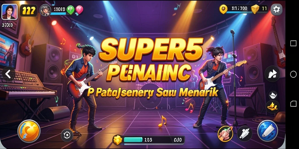 Screenshot gameplay SUPER5 yang menunjukkan keseruan bermain musik.
