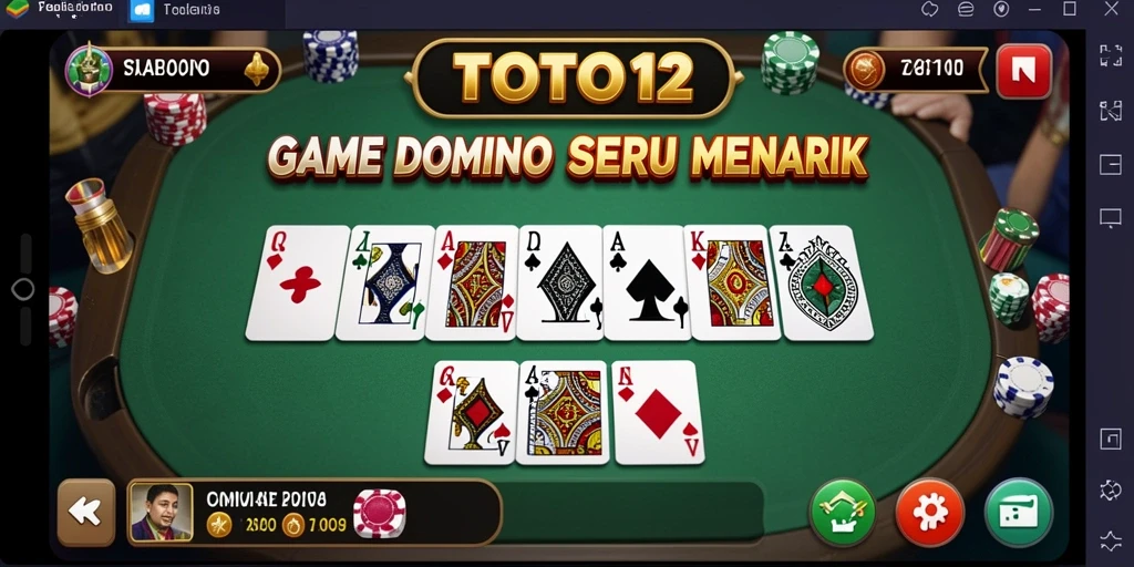 Screenshot TOTO12 menampilkan gameplay seru dalam bermain Domino.