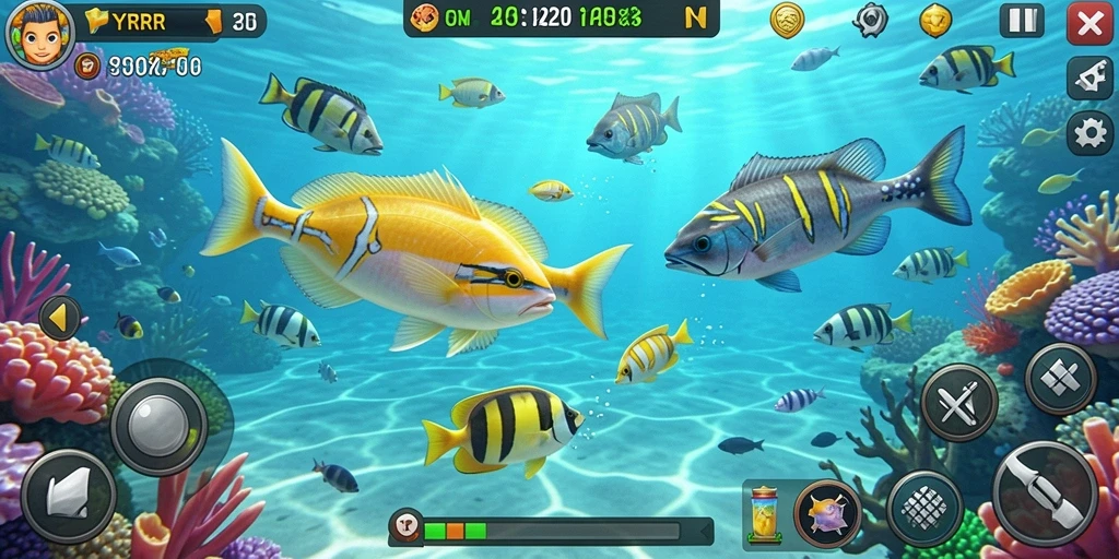Gameplay YYRR menampilkan pengalaman seru Tembak Ikan dengan grafis menarik.